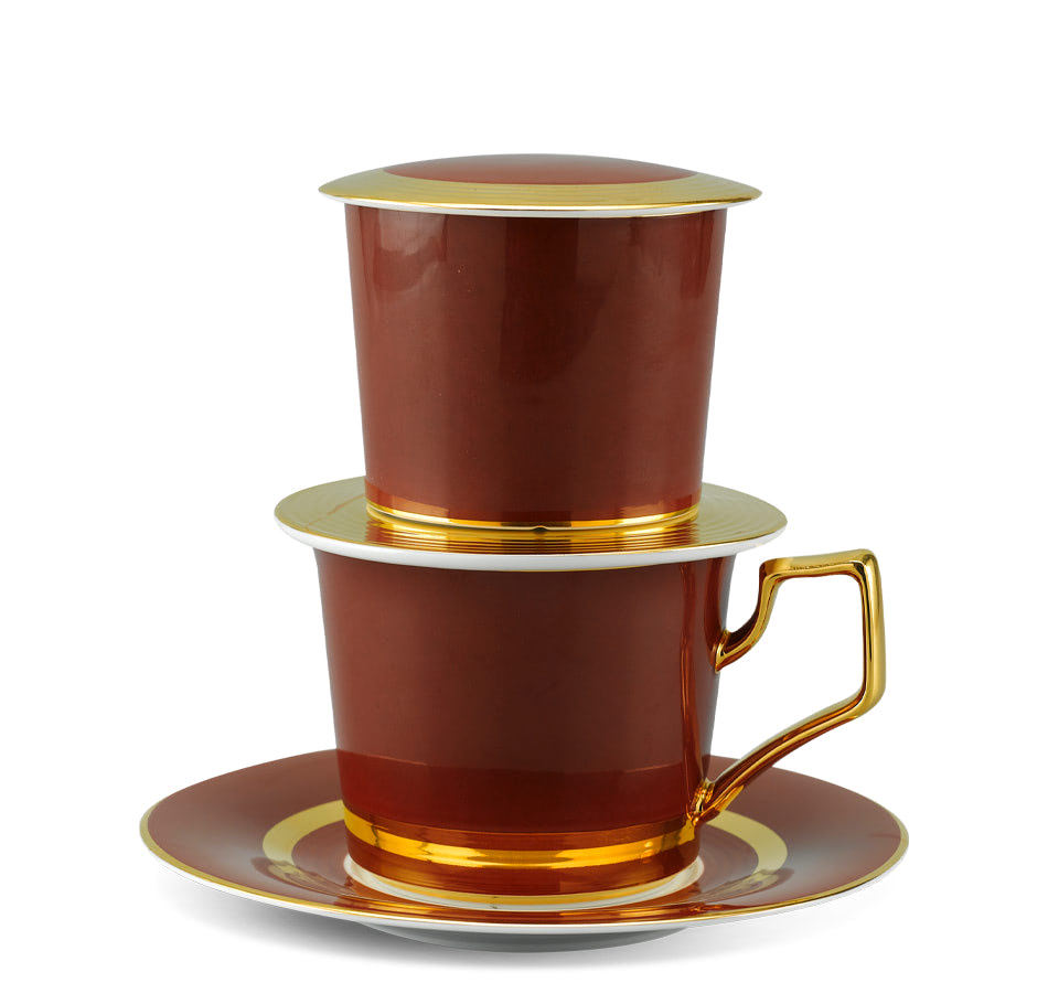 PHIN CÀ PHÊ SỨ CAO CẤP CAMELIA DÁT VÀNG QUÀ TẶNG TÂN GIA