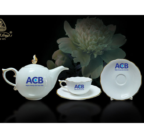 BỘ ẤM TRÀ MẪU ĐƠN VIỀN CHỈ VÀNG LÀM QUÀ TẶNG KHÁCH VIP