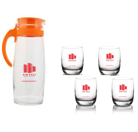 BỘ BÌNH 4 LY THỦY TINH OCEAN QUÀ TẶNG KHUYẾN MÃI IN LOGO