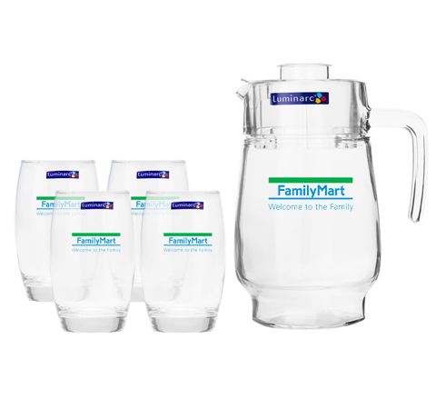 BỘ BÌNH LY THỦY TINH LUMINARC TIVOLI SALTO 5 MÓN IN LOGO