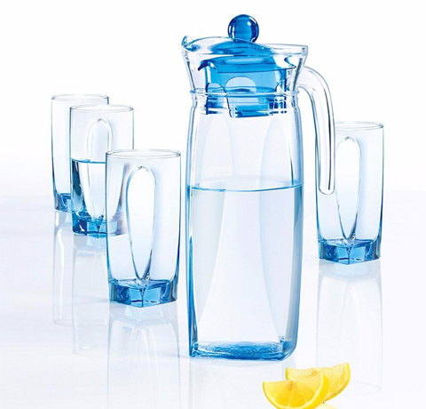 MẪU BỘ BÌNH 4 LY THỦY TINH VUÔNG LUMINARC PHÁP IN LOGO