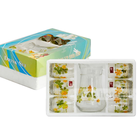 MẪU BỘ BÌNH 6 LY THỦY TINH TRUNG QUỐC IN LOGO