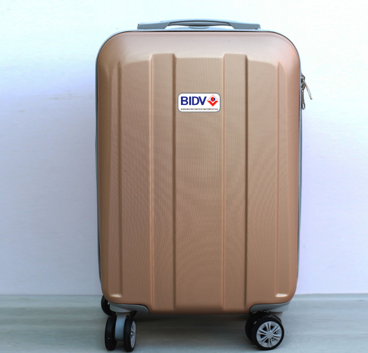 VALI KÉO GIÁ RẺ SỌC LỚN NÂU NHẠT 24inch IN LOGO BIDV