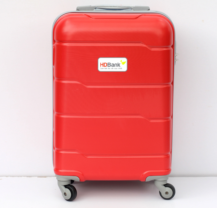 VALI KÉO GIÁ RẺ SỌC NGANG ĐỎ 24inch IN LOGO HDBANK