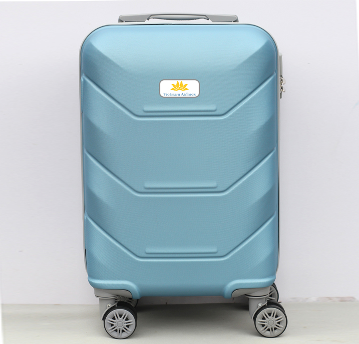 VALI QUẢNG CÁO VÂN CHỮ V XANH NHẠT 28inch IN LOGO VNE