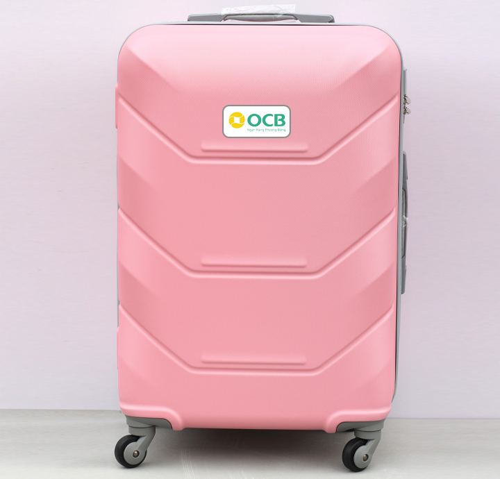 VALI QUẢNG CÁO VÂN CHỮ V HỒNG NHẠT 28inch IN LOGO OCB