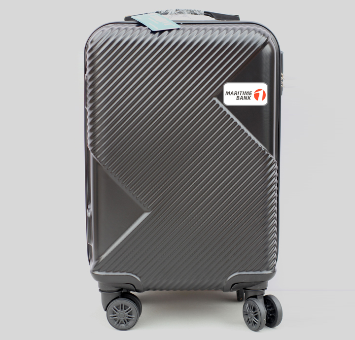 VALI KÉO GIÁ RẺ SỌC ĐEN 28inch IN LOGO NGÂN HÀNG 2 MÀU