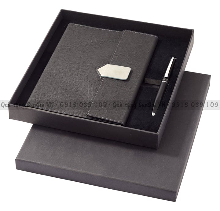 MẪU BỘ QUÀ TẶNG SỔ TAY DÁN GÁY LĂNG CẠNH + BÚT