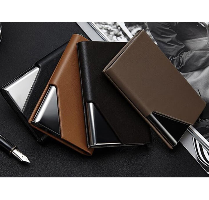 MẪU VÍ ĐỰNG NAME CARD CAO CẤP IN LOGO PHỐI KẸP INOX