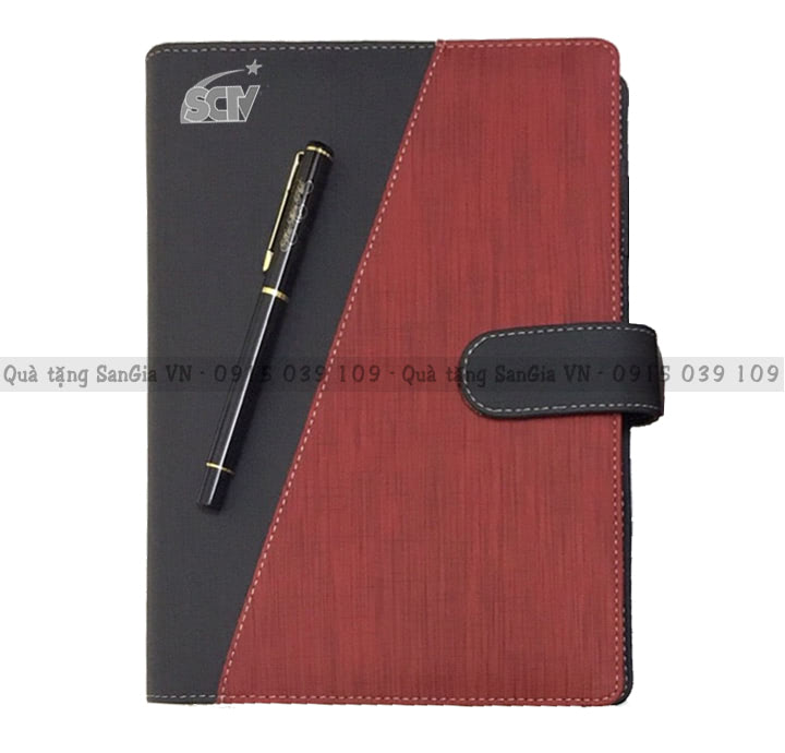 MẪU SỔ QUÀ TẶNG DÁN GÁY BÌA SIMILI PHỐI 2 MÀU IN LOGO SCTV