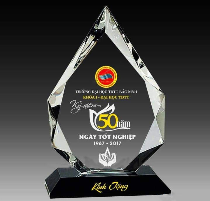 MẪU KỶ NIỆM CHƯƠNG GIÁ RẺ HÌNH CHÓP IN LOGO KỶ NIỆM