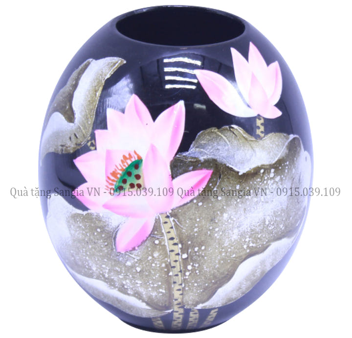 MẪU LỌ HOA HÌNH TRỨNG VẼ SEN ĐEN