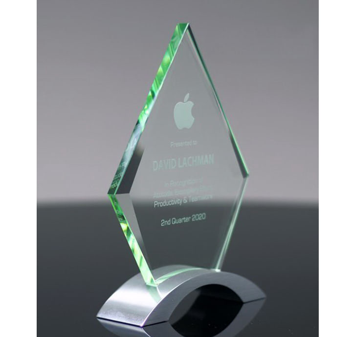 MẪU KỶ NIỆM CHƯƠNG THỦY TINH HÌNH THOI IN LOGO DAVID