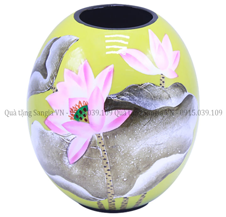 MẪU LỌ HOA HÌNH TRỨNG VẼ SEN XANH