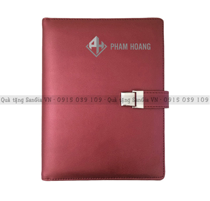 MẪU SỔ DA LÀM QUÀ TẶNG VAI CÀI INOX IN LOGO PHẠM HOÀNG