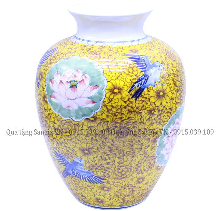 MẪU BÌNH HOA GỐM SỨ TRANG TRÍ HOA CÚC VÀNG