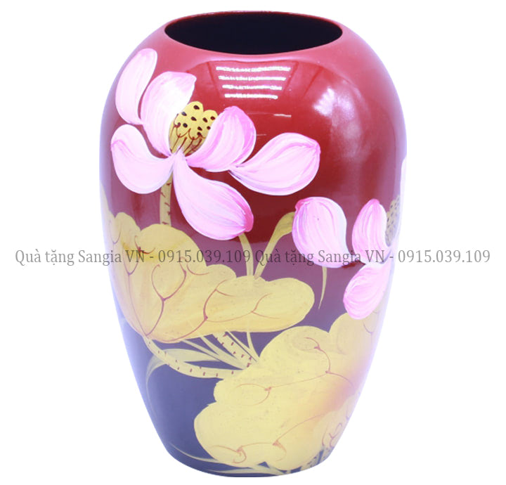 MẪU BÌNH HOA GỐM SỨ CAO CẤP VẼ HOA SEN HỒNG