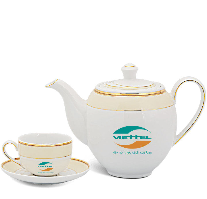 BỘ ẤM TRÀ CAMELIA 0.8L DÁT VÀNG LÀM QUÀ KHAI TRƯƠNG